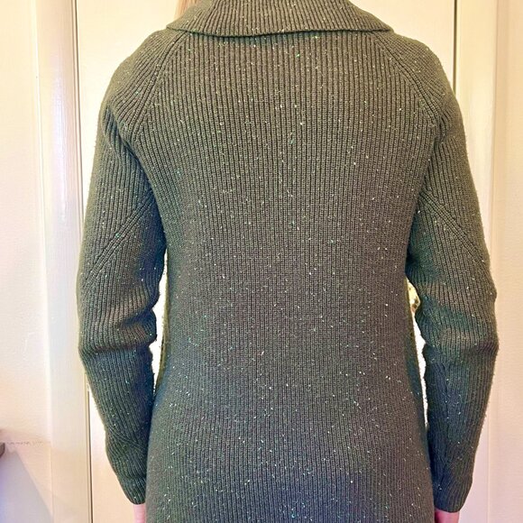 Olive Green speckled sweater from Talbots - size Petite with a Cowl Neckline - Picture 2 of 6
